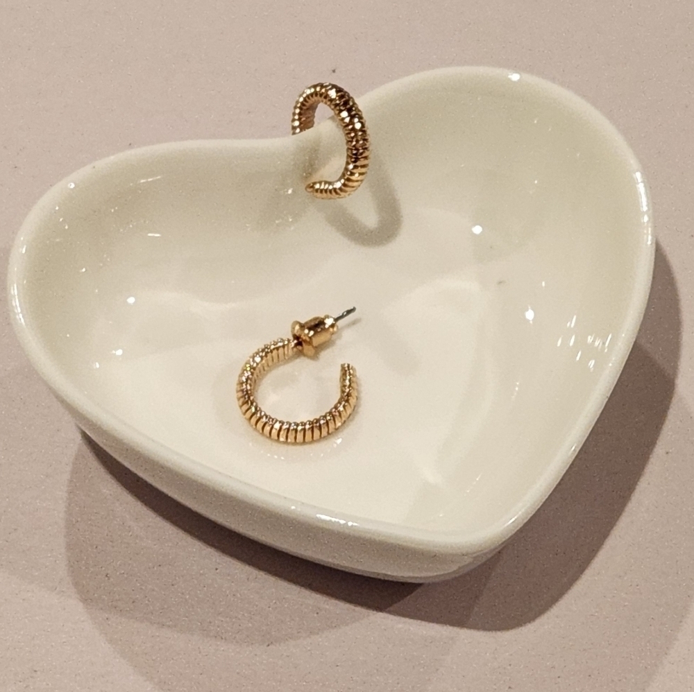 Gold-Tone Ribbed Hoop Earrings - Picture 2 of 7